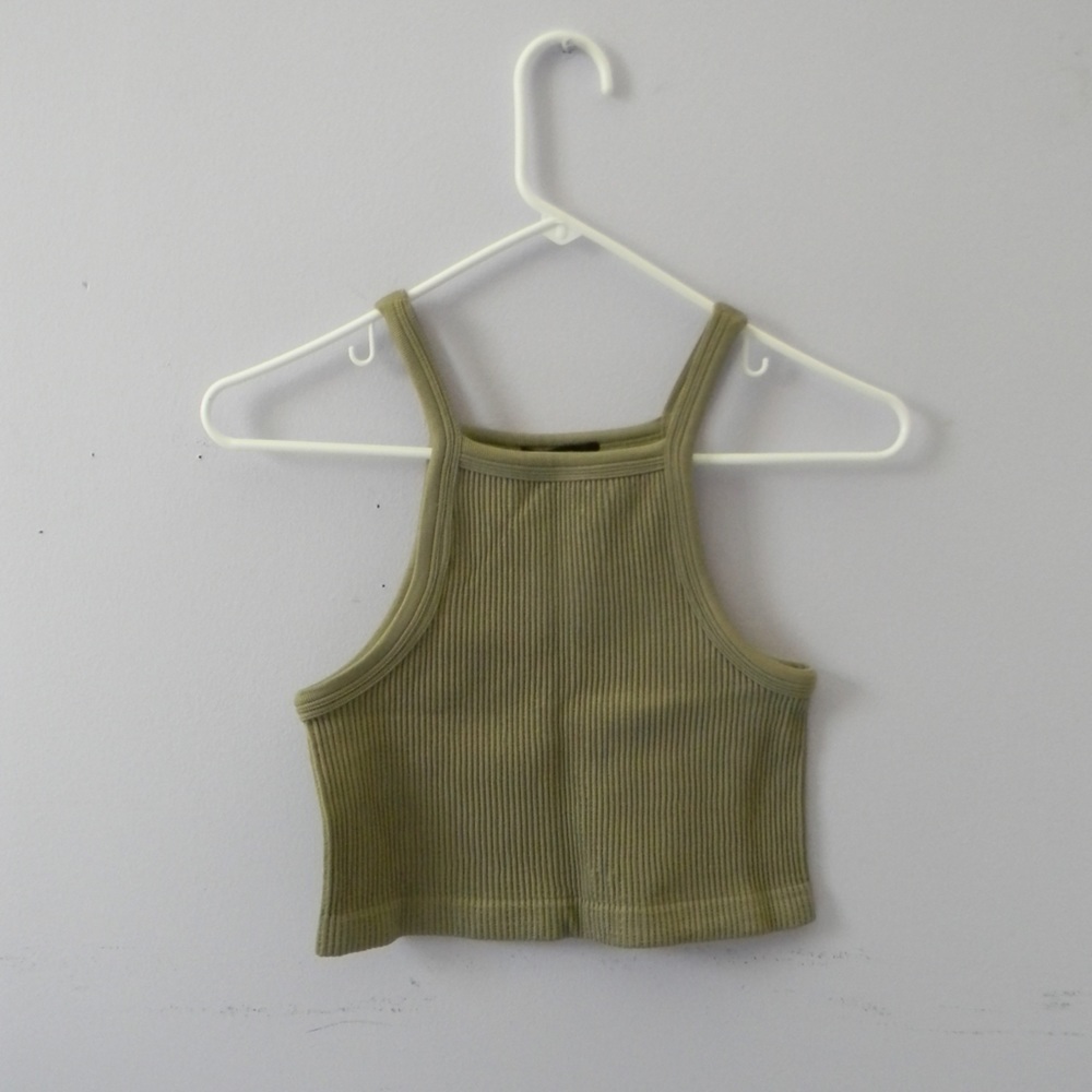 Forever 21 olive green ribbed cropped tank